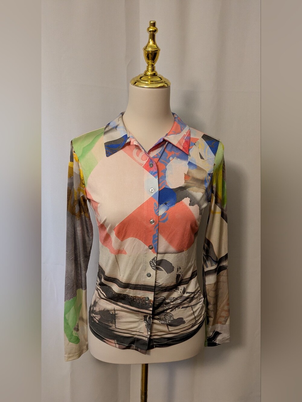 Desigual Multi-Color Abstract Button-Down Shirt NWT